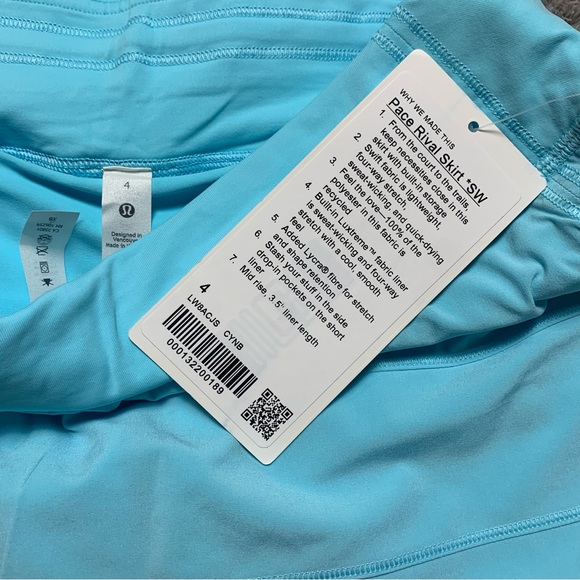 NWT Lululemon Pace Rival Skirt SeaWheeze 2021 *Cyan Blue - Picture 3 of 4